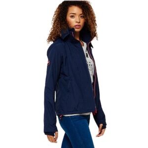 NWOT: SUPERDRY THE ORIGINAL WINDCHEATER + UPGRADE 3 ZIPPER HOODED JACKET - NAVY